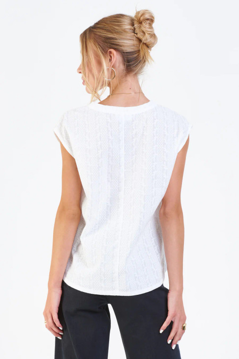 DEAR JOHN- WOMEN'S YANIS LAUREL EMBROIDERY TOP IN WHITE LACE