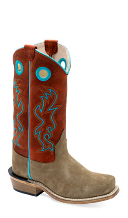 OLD WEST- CHILDREN'S ORANGE AND BLUE LEATHER BOOTS