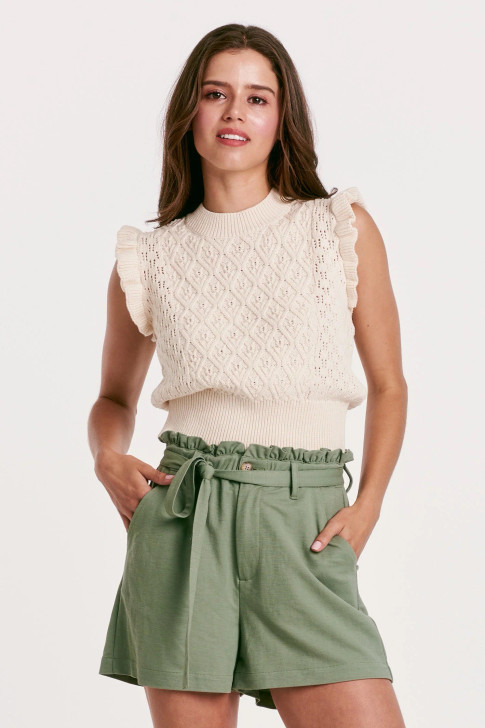 ANOTHER LOVE- WOMEN'S MONA RUFFLE SWEATER IN VINTAGE CREAM