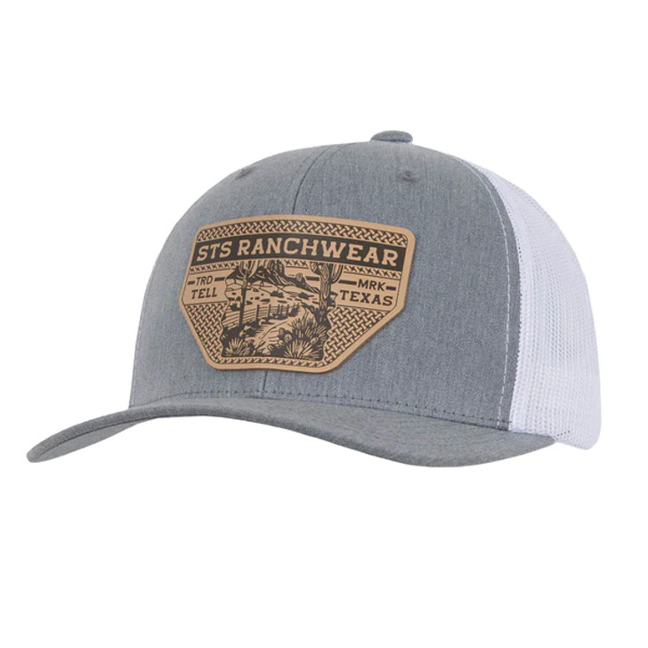 STS- BASKETWEAVE PATCH HAT IN HEATHER GRAY & WHITE