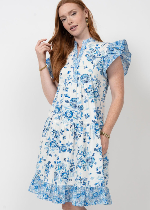 IVY JANE- WOMEN'S CHINA PLATE DRESS IN BLUE