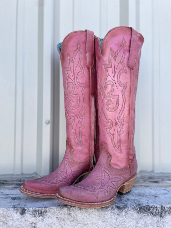 CORRAL- WOMEN'S PINK EMBROIDERY TALL TOP BOOTS