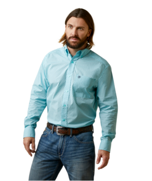 ARIAT- MEN'S OSBURN CLASSIC FIT SHIRT IN TURQUOISE