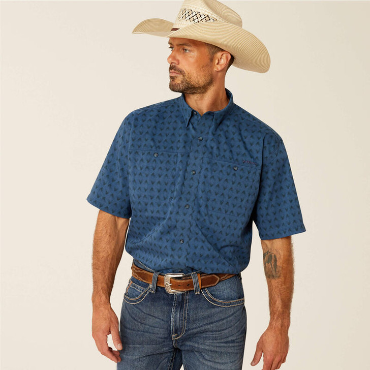 ARIAT- MEN'S 360 AIRFLOW CLASSIC FIT SHIRT IN ENSIGN BLUE