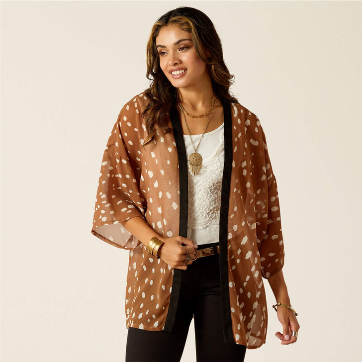 ARIAT- WOMEN'S FAWN KIMONO WRAP IN BROWN