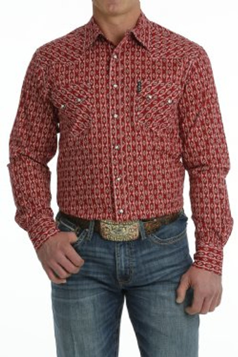 CINCH- MEN'S MODERN FIT SNAP WESTERN SHIRT IN RED, WHITE, AND BLACK