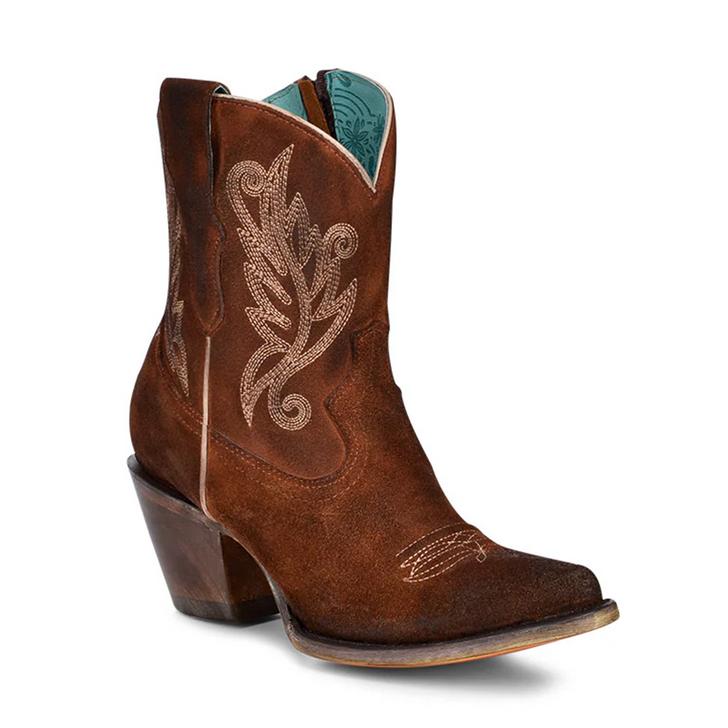 CORRAL - WOMEN'S COGNAC EMBROIDERY ANKLE BOOTS