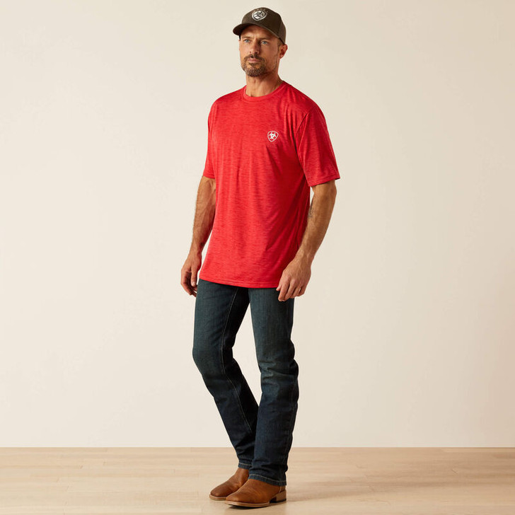 ARIAT- MEN'S CHARGER CRESTLINE T-SHIRT IN CHILI PEPPER
