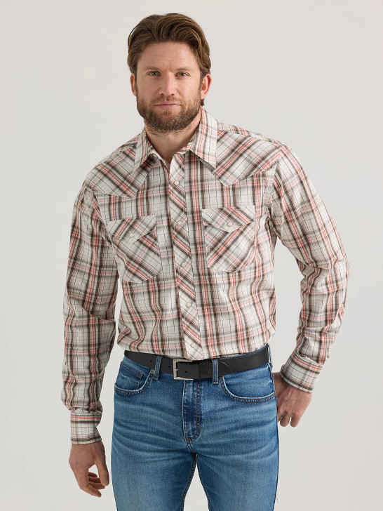 WRANGLER- MEN'S 20X COMPETITION WESTERN SNAP SHIRT IN DUSTY ROSE