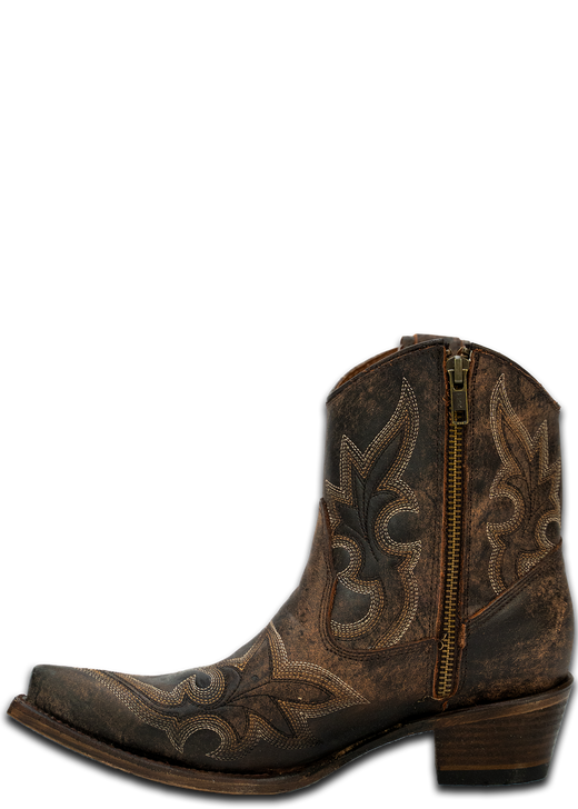 CORRAL - WOMEN'S EMBROIDERED ANKLE BOOTS BLACK & BROWN