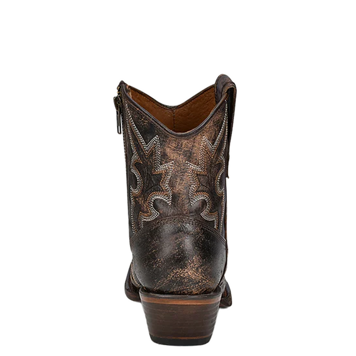 CORRAL - WOMEN'S BLACK AND BROWN EMBROIDERY AND ZIPPER ANKLE BOOTS