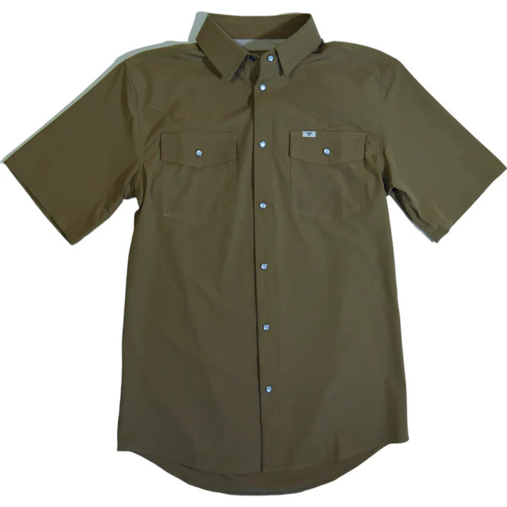 FERRELL - MEN'S SHORT SLEEVE SHIRT IN OLIVE GREEN