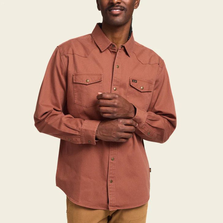 HOWLER BROTHERS - SAWHORSE WORK SHIRT IN MINK BROWN