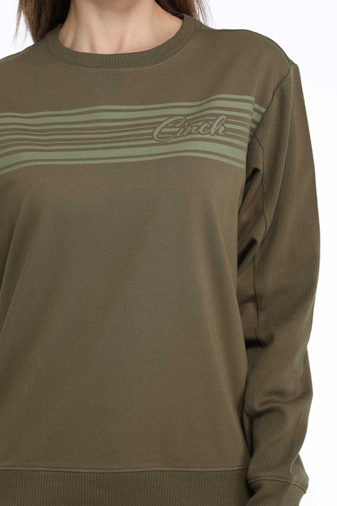 CINCH - WOMEN'S TERRY SWEATSHIRT IN OLIVE
