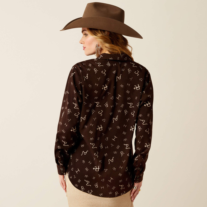 ARIAT - WOMEN'S HOMESTYLE SHIRT IN MOLE RANCH BRAND PRINT