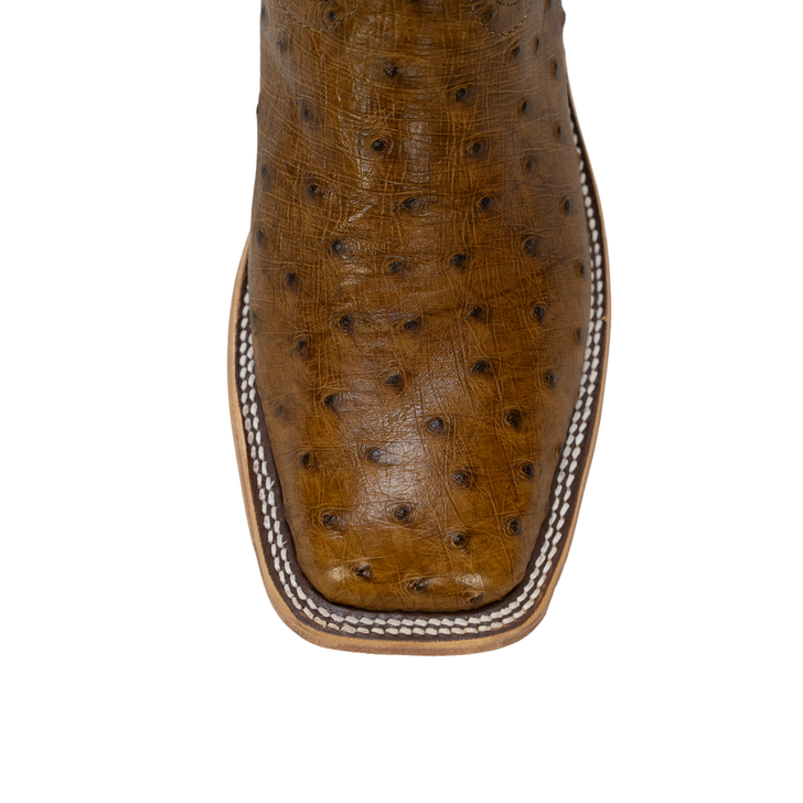 ANDERSON BEAN - MEN'S ANTIQUE SADDLE FULL QUILL OSTRICH RED FOOLS BOOTS