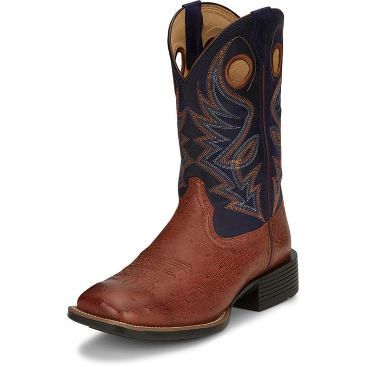 JUSTIN - MEN'S 11" ROSEWELL SMOOTH OSTRICH IN BRANDY BROWN