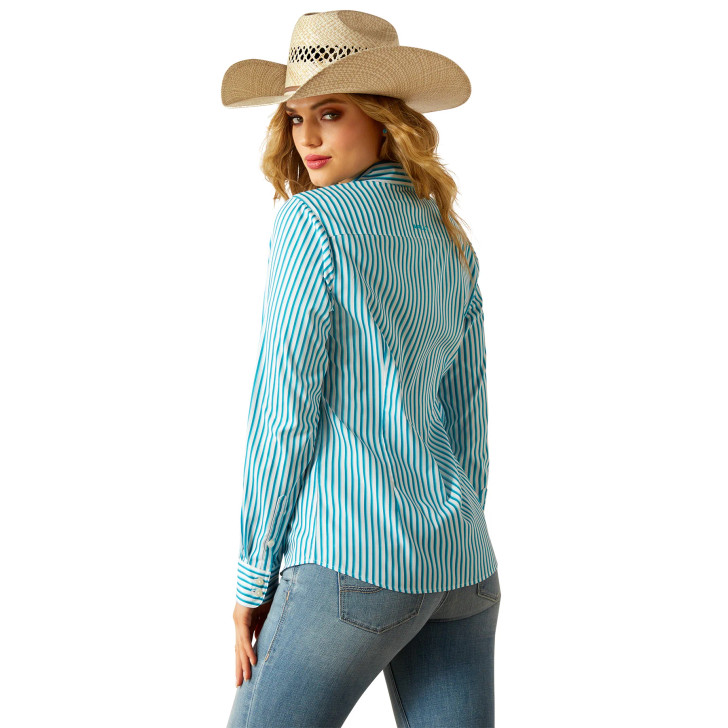 ARIAT - WOMEN'S KIRBY PRO LONG SLEEVE SHIRT IN PEACOCK STRIPE