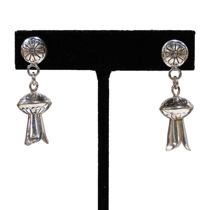SUNWEST SILVER - BIG SILVER TRUMPET DANGLE EARRINGS