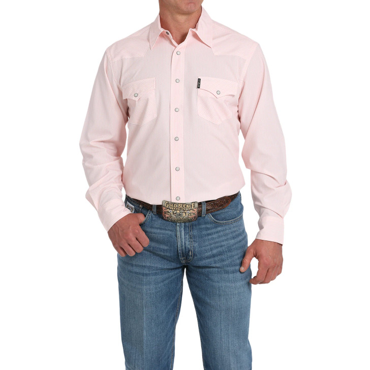 CINCH - MEN'S WESTERN MODERN FIT SNAP LONG SLEEVE SHIRT IN PINK