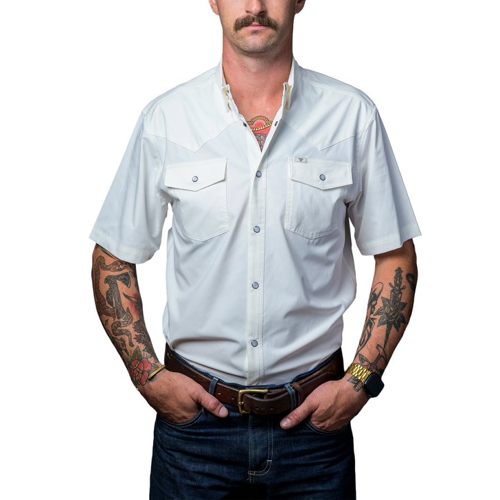 FERRELL - MEN'S CORE SHORT SLEEVE SNAP SHIRT IN WHITE