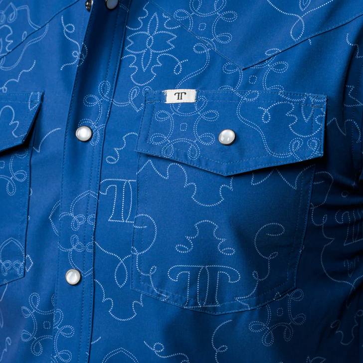 FERRELL - MEN'S CARSON SHORT SLEEVE SNAP SHIRT IN BLUE