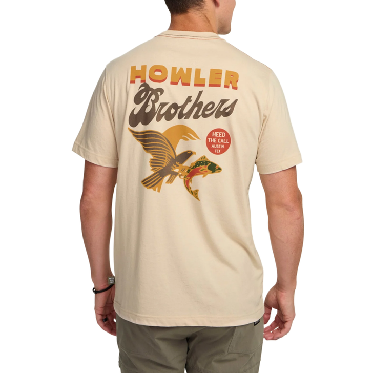 HOWLER BROTHERS - MEN'S OSPREY PREY POCKET T-SHIRT IN SAND HEATHER