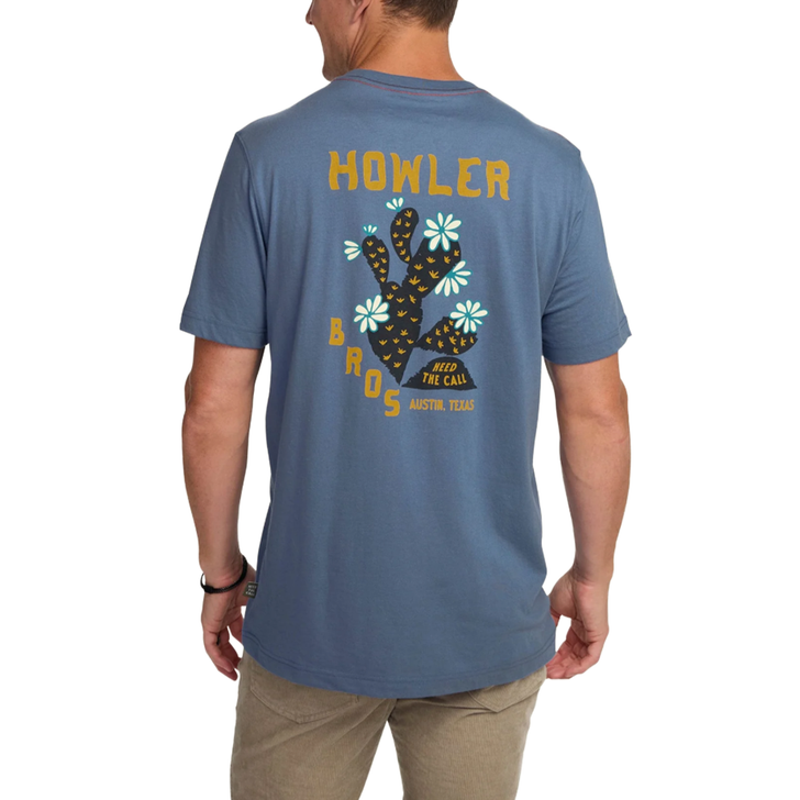 HOWLER BROTHERS - MEN'S PRICKLY PEAR POCKET T-SHIRT IN BLUE HORIZON