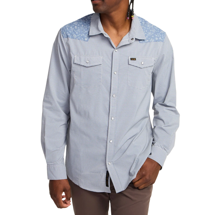 HOWLER BROTHERS - MEN'S H BAR TECH LONG SLEEVE IN WILD RAG: BLUE MIRAGE