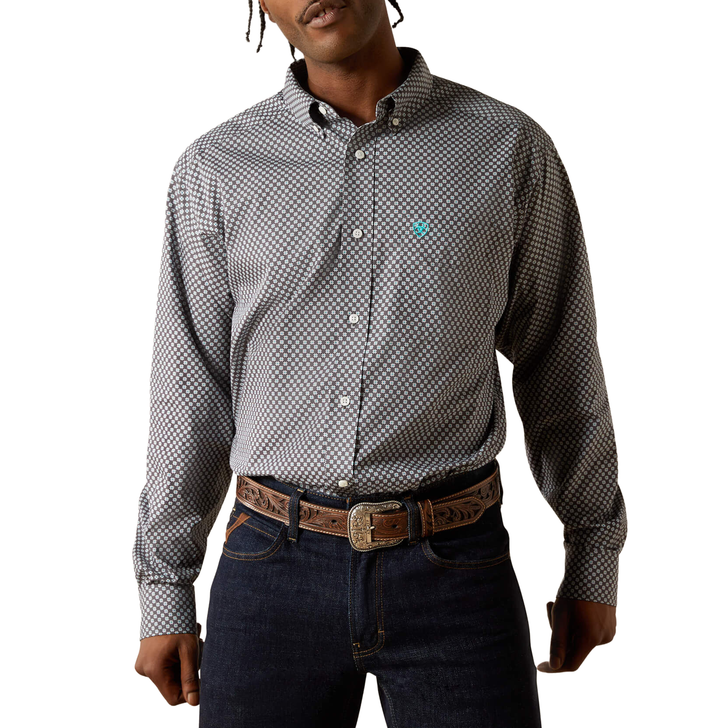 ARIAT - MEN'S WRINKLE FREE CALEB CLASSIC FIT LONG SLEEVE SHIRT IN DARK GREY