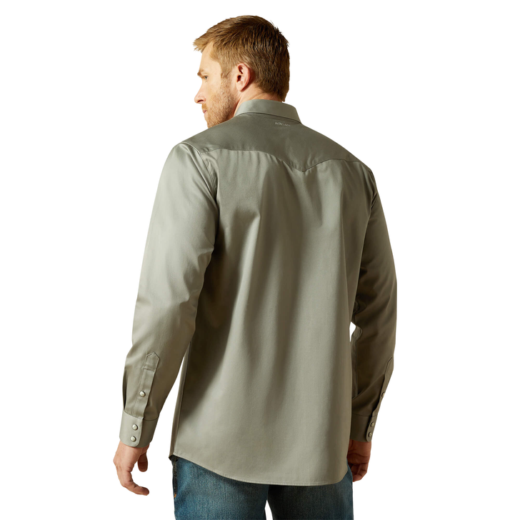 ARIAT - MEN'S SOLID TWILL FITTED LONG SLEEVE SHIRT IN GREY