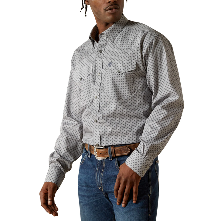 ARIAT - MEN'S WRINKLE FREE EDWARD CLASSIC FIT LONG SLEEVE SHIRT IN GREY HEATHER