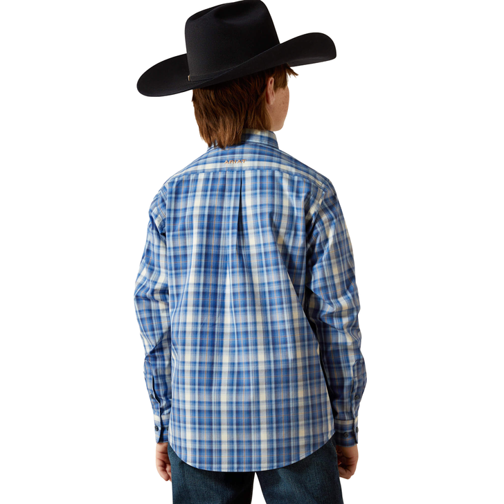 ARIAT - BOY'S PRO SERIES SOLOMAN CLASSIC FIT LONG SLEEVE SHIRT IN ROYAL BLUE