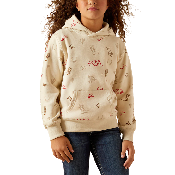 ARIAT - GIRL'S WESTERN STAMPS HOODIE IN LAYLA PRINT