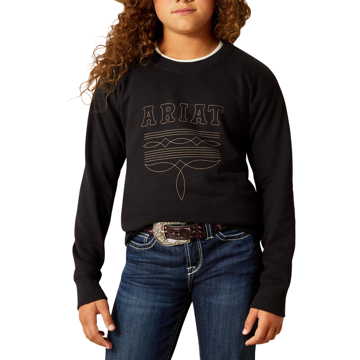 ARIAT - GIRL'S BOOTED LOGO SWEATSHIRT IN BLACK
