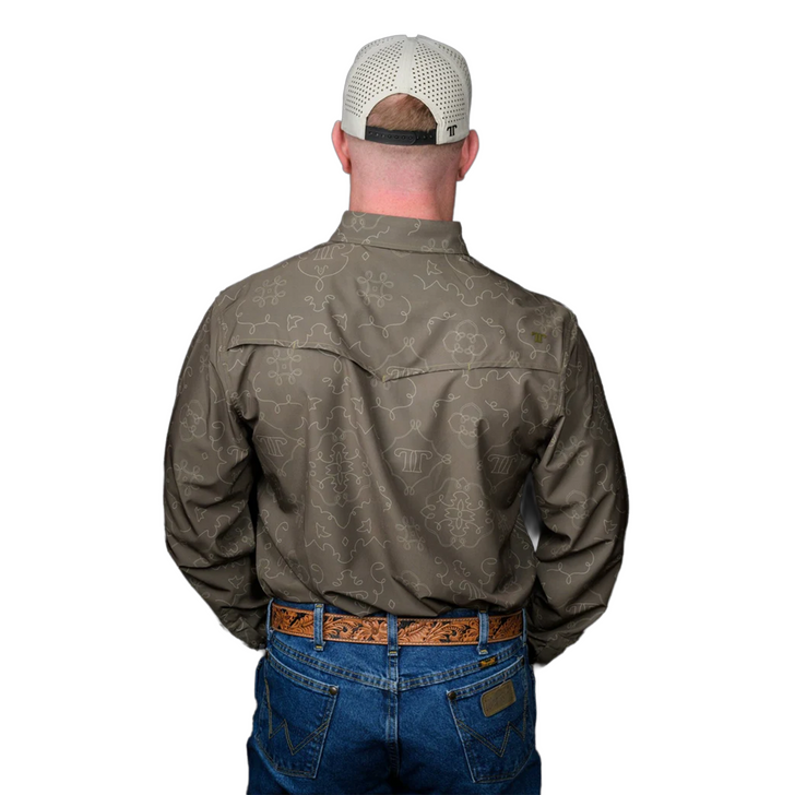 FERRELL -MEN'S THE CARSON LONG SLEEVE PRINT SHIRT IN GREEN