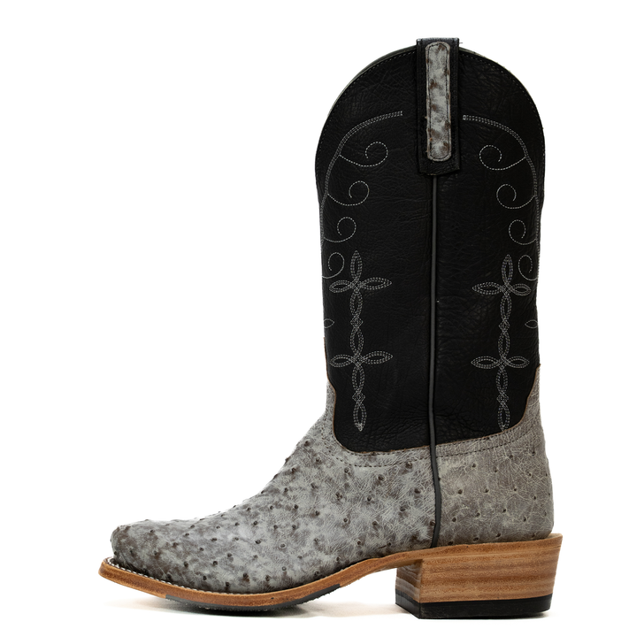 ANDERSON BEAN - MEN'S NICOTINE OSTRICH BLACK DENVER BOOTS