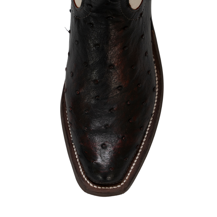 ANDERSON BEAN - WOMEN'S BLACK CHERRY OSTRICH SHELL KIDSKIN LUSTRE BOOTS