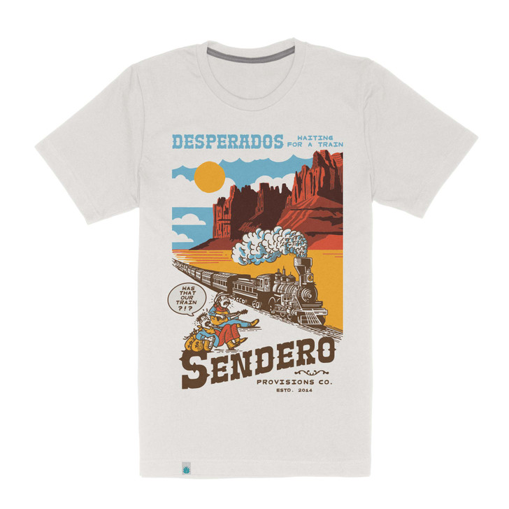SENDERO PROVISIONS - MEN'S TRAIN WAITIN' T-SHIRT IN WHITE