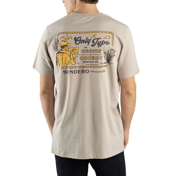 SENDERO PROVISIONS - MEN'S COWBOY DRAWIN' T-SHIRT IN SAND