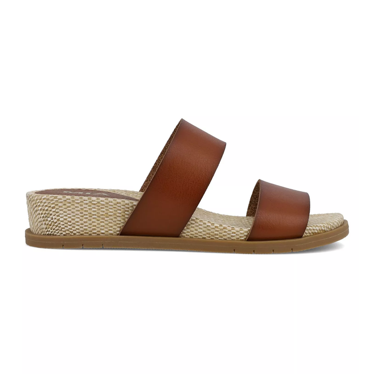 MIA - WOMEN'S 1976 YELENA DOUBLE BAND SLIDE SANDALS IN COGNAC/RAFFIA