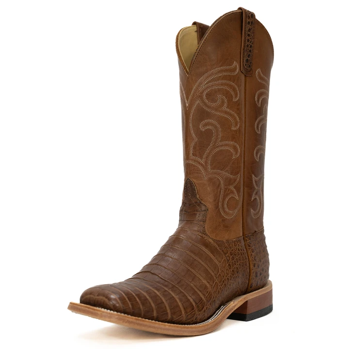 ANDERSON BEAN - MEN'S POST OAK CAIMAN BELLY TAN GOAT FOOLS BOOTS