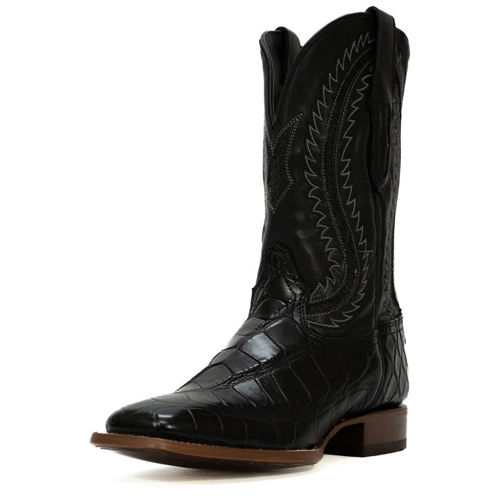 CORRAL - MEN'S BLACK ALLIGATOR INLAY & EMBROIDERED BOOTS