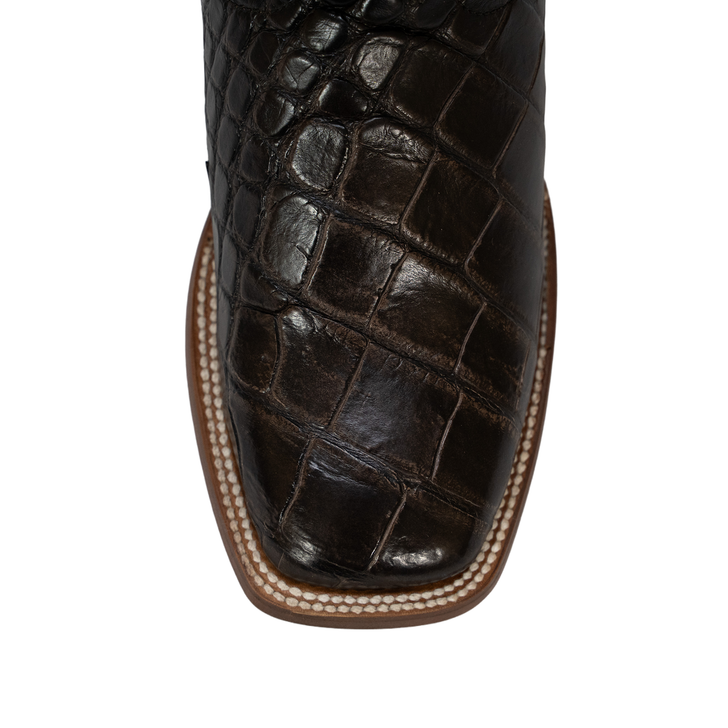 CORRAL - MEN'S BROWN ALLIGATOR INLAY & EMBROIDERED BOOTS