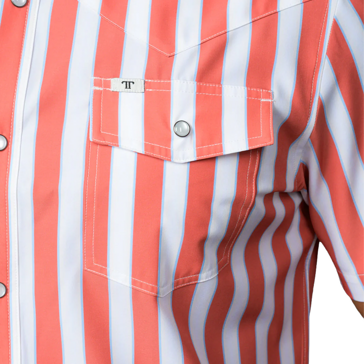 FERRELL - MEN'S THE LIAM SHORT SLEEVE SNAP SHIRT IN SALMON