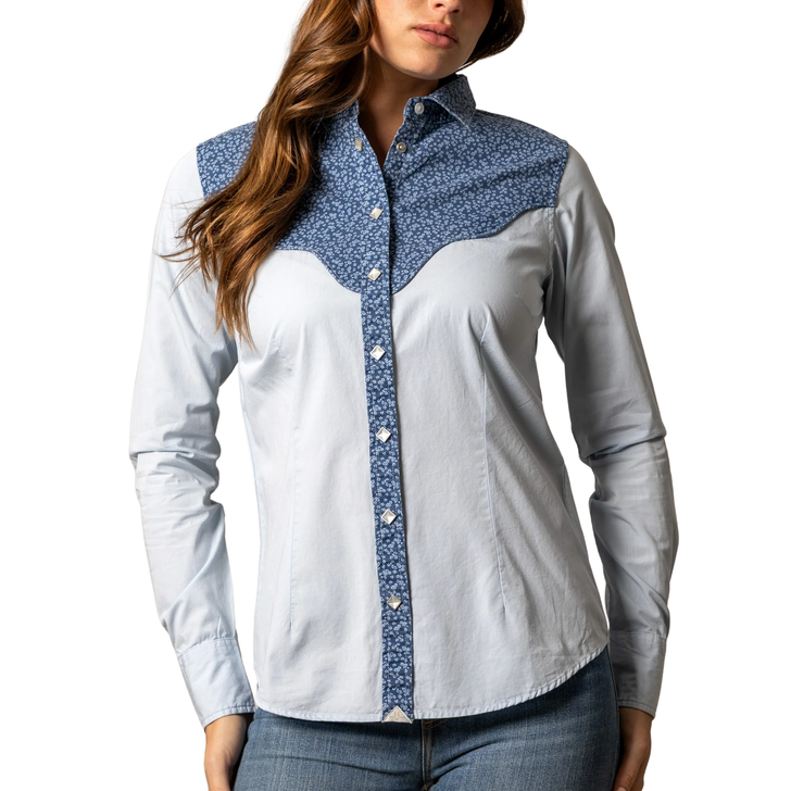 KIMES RANCH - WOMEN'S BIRDIE LONG SLEEVE SHIRT IN LIGHT BLUE