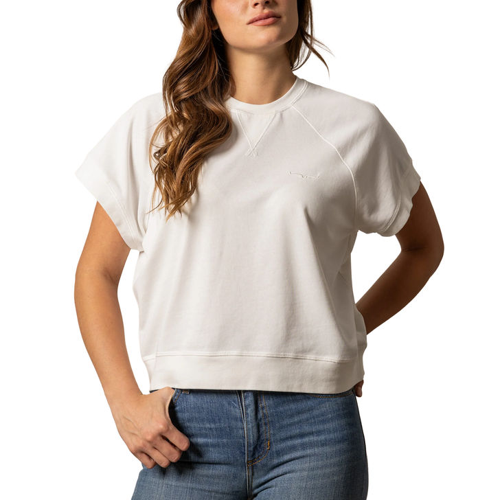 KIMES RANCH - WOMEN'S HOLLY SHORT SLEEVE SWEATER IN PRISTINE