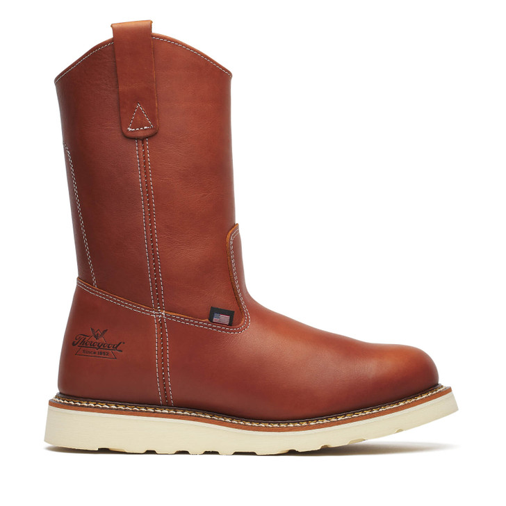 THOROGOOD - MEN'S AMERICAN HERITAGE 11″ TOBACCO PULL-ON WELLINGTON MAXWEAR WEDGE BOOTS