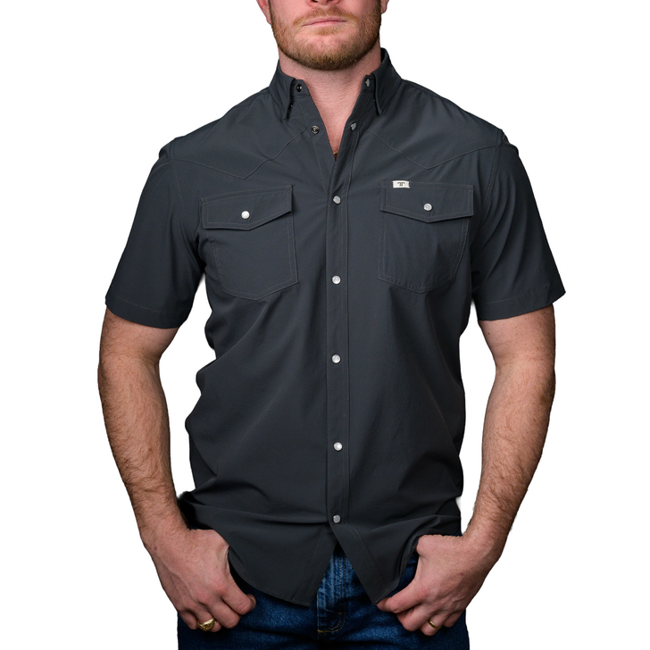FERRELL - MEN'S CORE SHORT SLEEVE SNAP SHIRT IN GREY