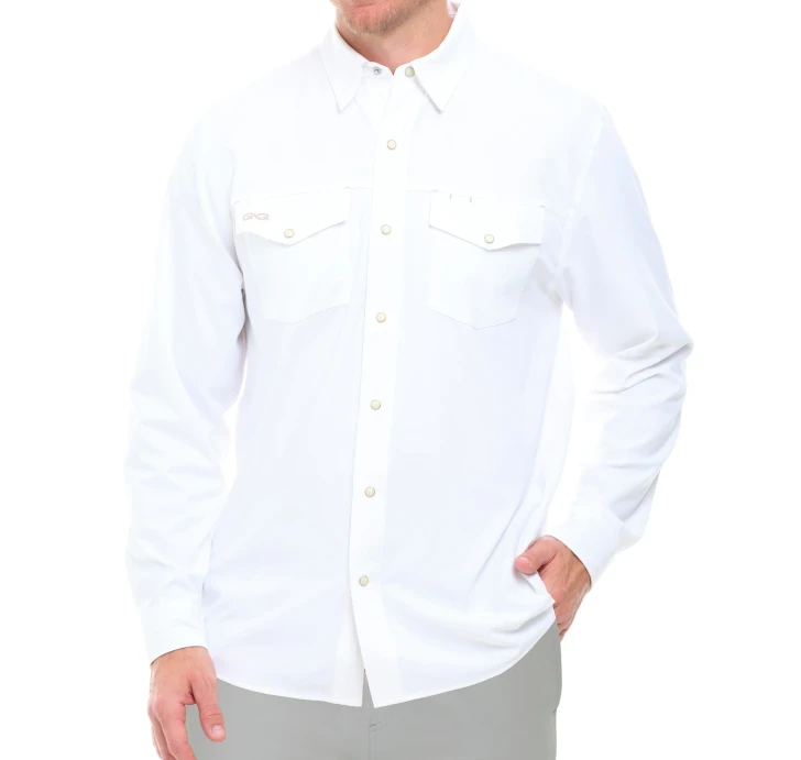 GAMEGUARD - MEN'S WHITE STOCKYARD LONG SLEEVE SHIRT